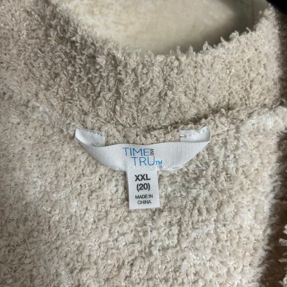 Time and Tru XXL Aztek Cardigan Sweater Beige White Pockets - Picture 2 of 6